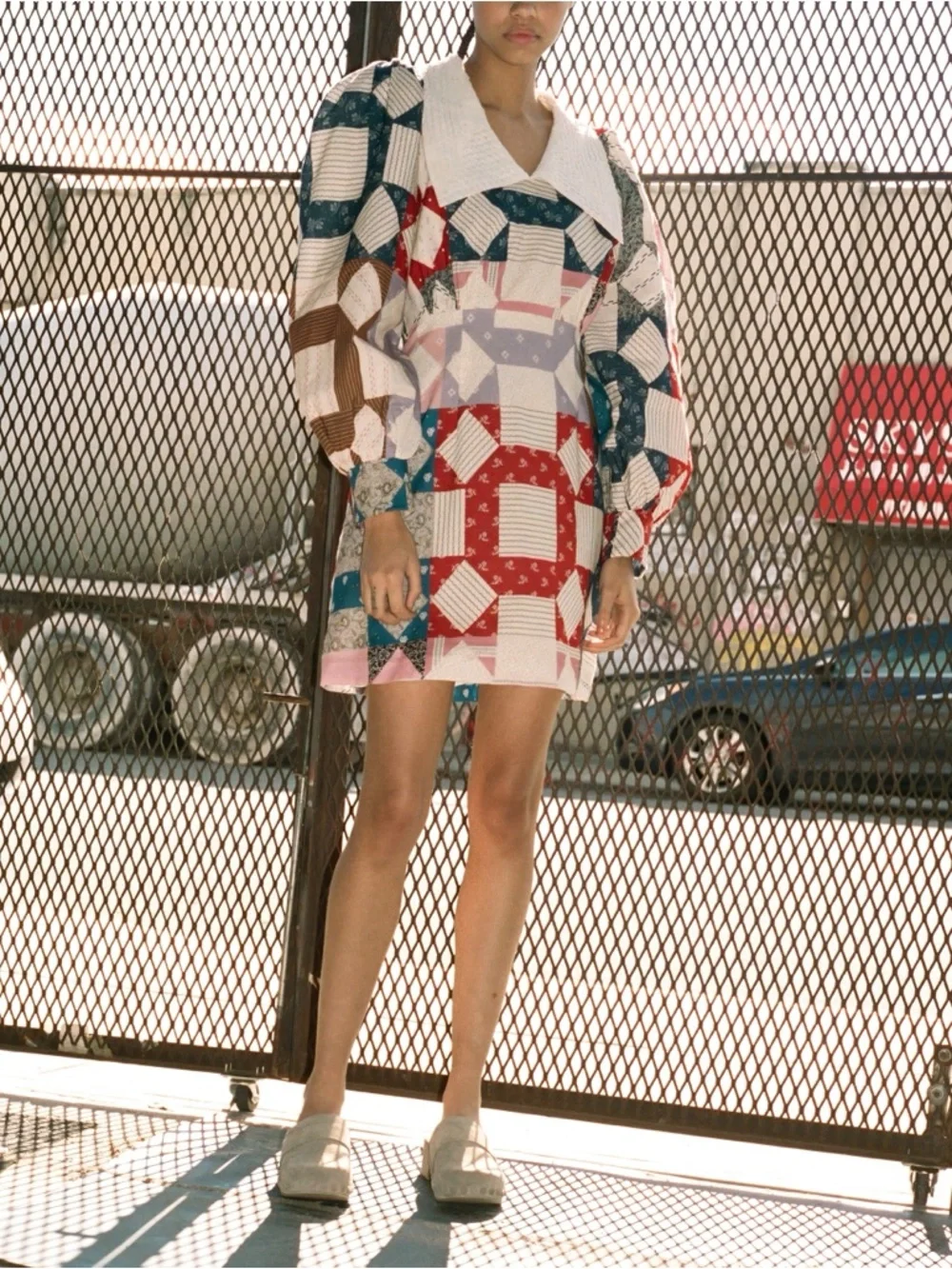 NWT SEA New York Patchwork Mini Long-Sleeve Nohr Collared Dress - Picture 3 of 7